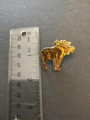 Gold tone enamel moose pin