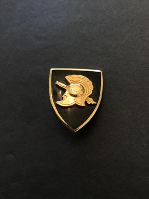 Antique Victorian gilt black enameled Heraldic shield pin