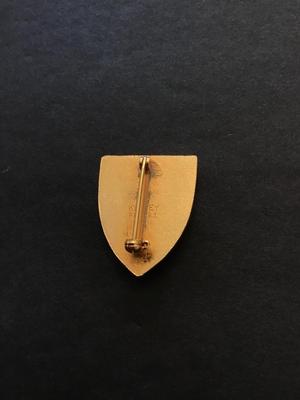 Antique Victorian gilt black enameled Heraldic shield pin