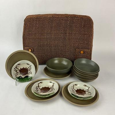 Sale Photo Thumbnail #1309: Two plates have chips (see pic)
8 rattan style place-mats
3 crab plates, 4 bread & butter plates, 5 small bowls, 1 medium bowl