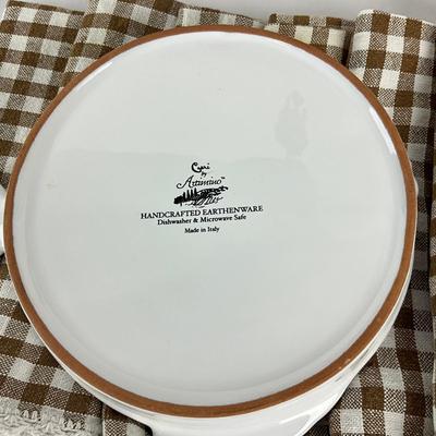 Sale Photo Thumbnail #1333: 10 napkins
Large bowl: 10" diameter
Small bowl: 6.5" diameter
Two dog plates: 4" diameter