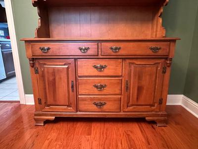 Solid Maple Tell City Two-Piece China Hutch