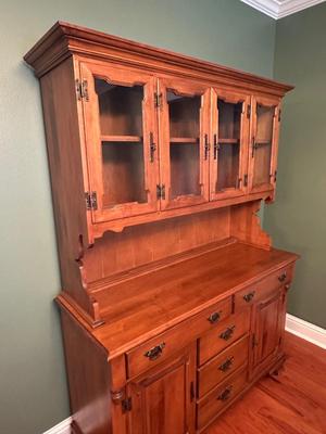 Solid Maple Tell City Two-Piece China Hutch