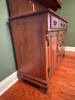 Solid Maple Tell City Two-Piece China Hutch