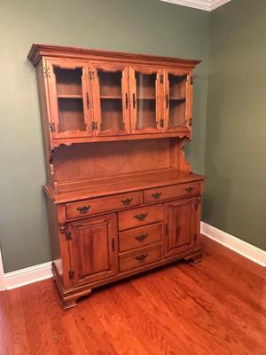 Solid Maple Tell City Two-Piece China Hutch