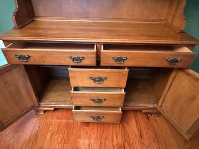 Solid Maple Tell City Two-Piece China Hutch