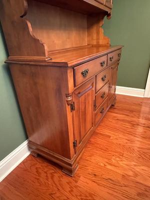 Solid Maple Tell City Two-Piece China Hutch
