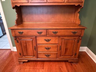 Solid Maple Tell City Two-Piece China Hutch