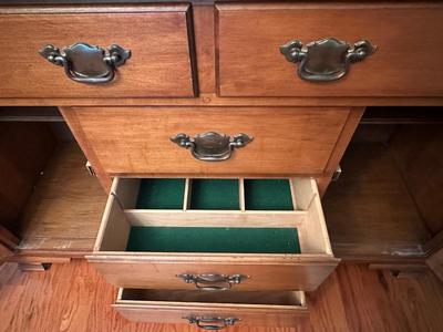 Solid Maple Tell City Two-Piece China Hutch