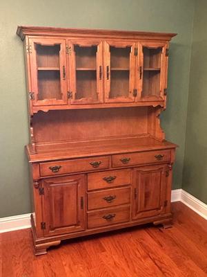 Solid Maple Tell City Two-Piece China Hutch
