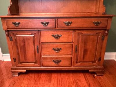 Solid Maple Tell City Two-Piece China Hutch