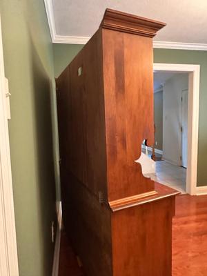 Solid Maple Tell City Two-Piece China Hutch