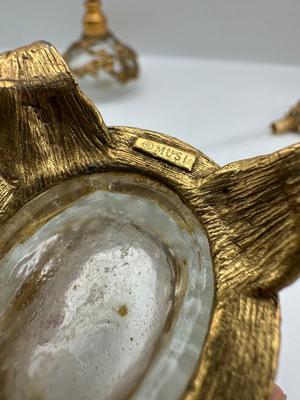 Pair of Vintage Globe & Musi 24K Gold Plated Perfume Bottles