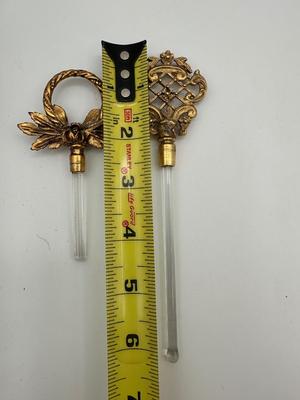 Pair of Vintage Globe & Musi 24K Gold Plated Perfume Bottles