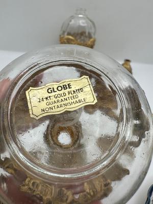 Pair of Vintage Globe & Musi 24K Gold Plated Perfume Bottles