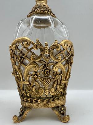 Pair of Vintage Globe & Musi 24K Gold Plated Perfume Bottles