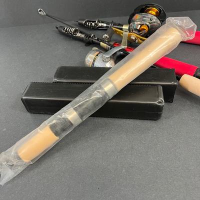 LOT 63: Miniature and Collapsible Fishing Rods - Some with Reels
