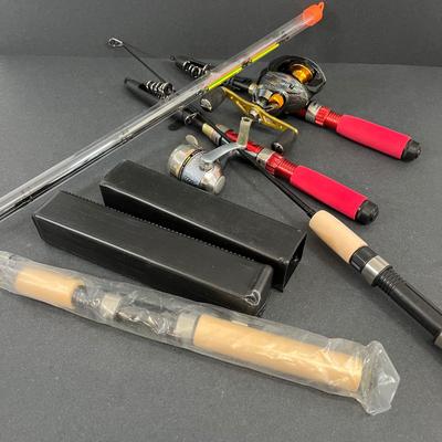 LOT 63: Miniature and Collapsible Fishing Rods - Some with Reels