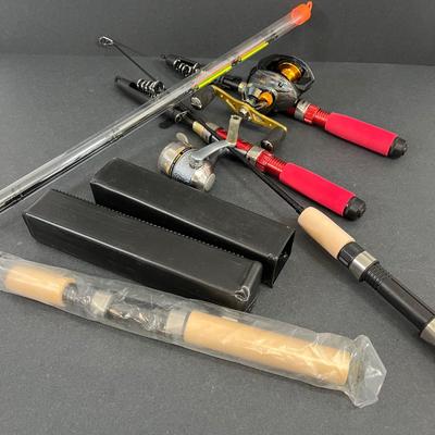 LOT 63: Miniature and Collapsible Fishing Rods - Some with Reels