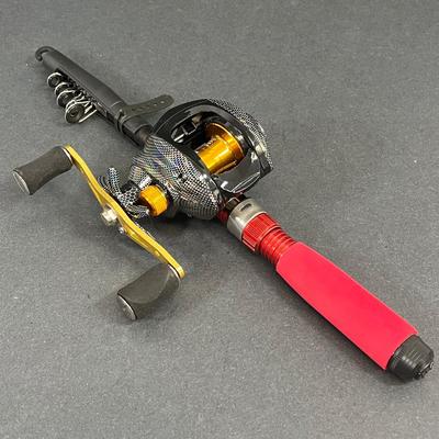 LOT 63: Miniature and Collapsible Fishing Rods - Some with Reels