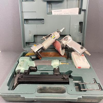 LOT 65: Hitachi Pneumatic NT 32AE Brad Nailer + Other Air Tools
