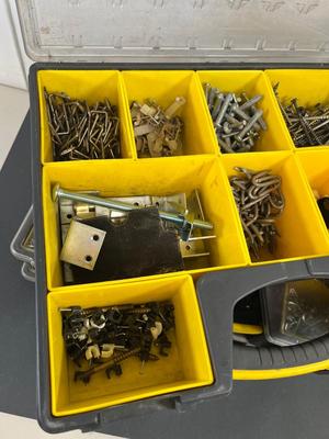 LOT 67: Collection of Assorted Hardware in Three Stanley Organizer Cases