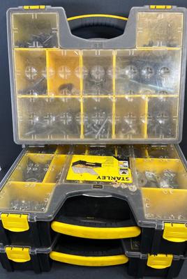 LOT 67: Collection of Assorted Hardware in Three Stanley Organizer Cases