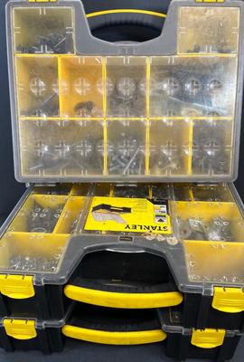 LOT 67: Collection of Assorted Hardware in Three Stanley Organizer Cases