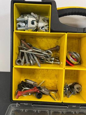 LOT 67: Collection of Assorted Hardware in Three Stanley Organizer Cases