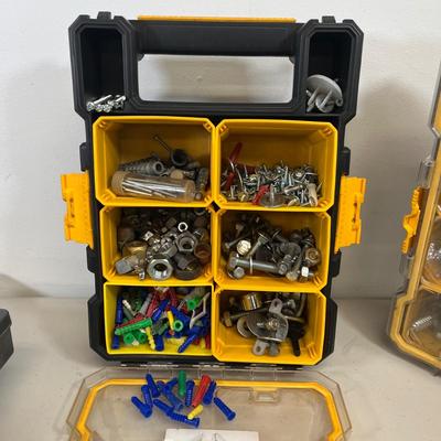 LOT 69: Assorted in Hardware in Stanley and Rubbermade Organizer Cases
