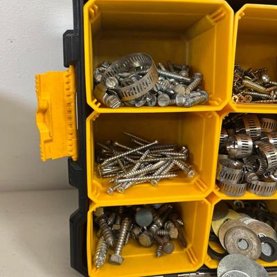 LOT 69: Assorted in Hardware in Stanley and Rubbermade Organizer Cases