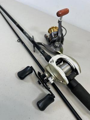 LOT 75: Fishing Rod with Okuma Stratus V Baitcaster Reel + Additional Reel