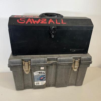 LOT 76: Two Tool Boxes with Hardware and Tools, Including Porter Cable Sawzall