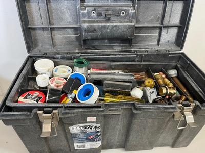 LOT 76: Two Tool Boxes with Hardware and Tools, Including Porter Cable Sawzall