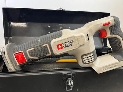 LOT 76: Two Tool Boxes with Hardware and Tools, Including Porter Cable Sawzall