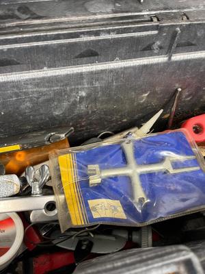 LOT 76: Two Tool Boxes with Hardware and Tools, Including Porter Cable Sawzall