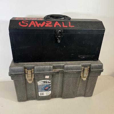 LOT 76: Two Tool Boxes with Hardware and Tools, Including Porter Cable Sawzall