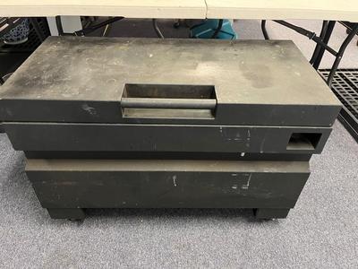 LOT 80: Metal Tool Storage Chest on Wheels
