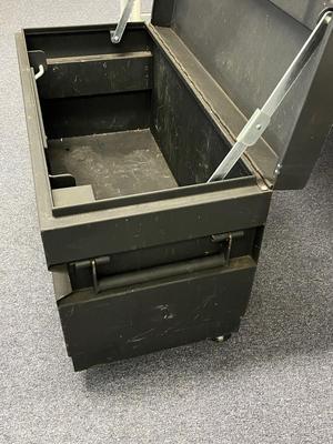 LOT 80: Metal Tool Storage Chest on Wheels