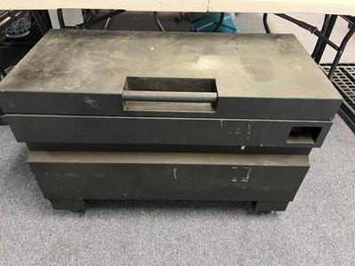 LOT 80: Metal Tool Storage Chest on Wheels