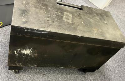 LOT 80: Metal Tool Storage Chest on Wheels