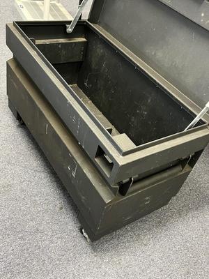 LOT 80: Metal Tool Storage Chest on Wheels