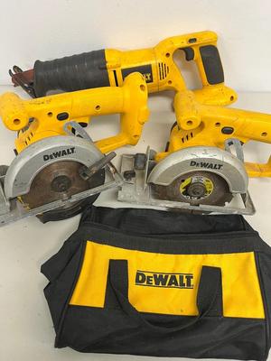 LOT 86: DeWalt Power Tools and Tool Bag - No Batteries or Chargers