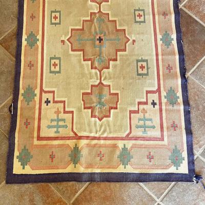 Sale Photo Thumbnail #1397: Flat-weave With Geometric Patterns
Measures: 6' long x 3'10" wide