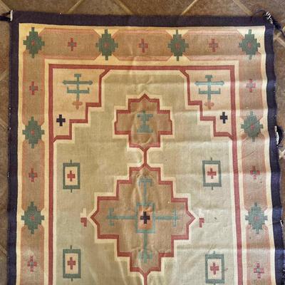 Sale Photo Thumbnail #1395: Flat-weave With Geometric Patterns
Measures: 6' long x 3'10" wide