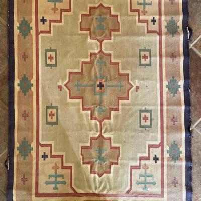 Sale Photo Thumbnail #1396: Flat-weave With Geometric Patterns
Measures: 6' long x 3'10" wide
