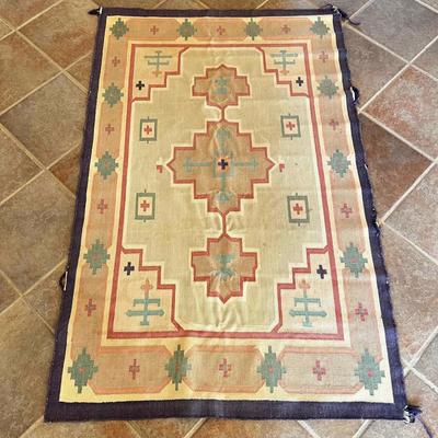 Sale Photo Thumbnail #1393: Flat-weave With Geometric Patterns
Measures: 6' long x 3'10" wide
