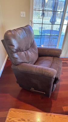 LIKE NEW BROWN SUEDE MATERIAL, REALLY NICE CHAIR