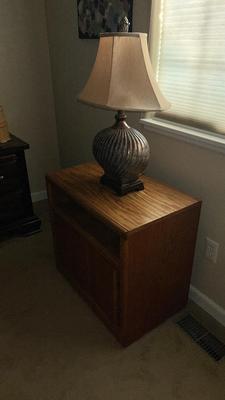 LAMP AND SIDE TABLE WITH CABINET