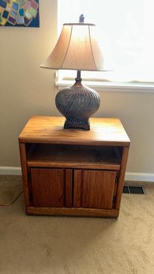 LAMP AND SIDE TABLE WITH CABINET